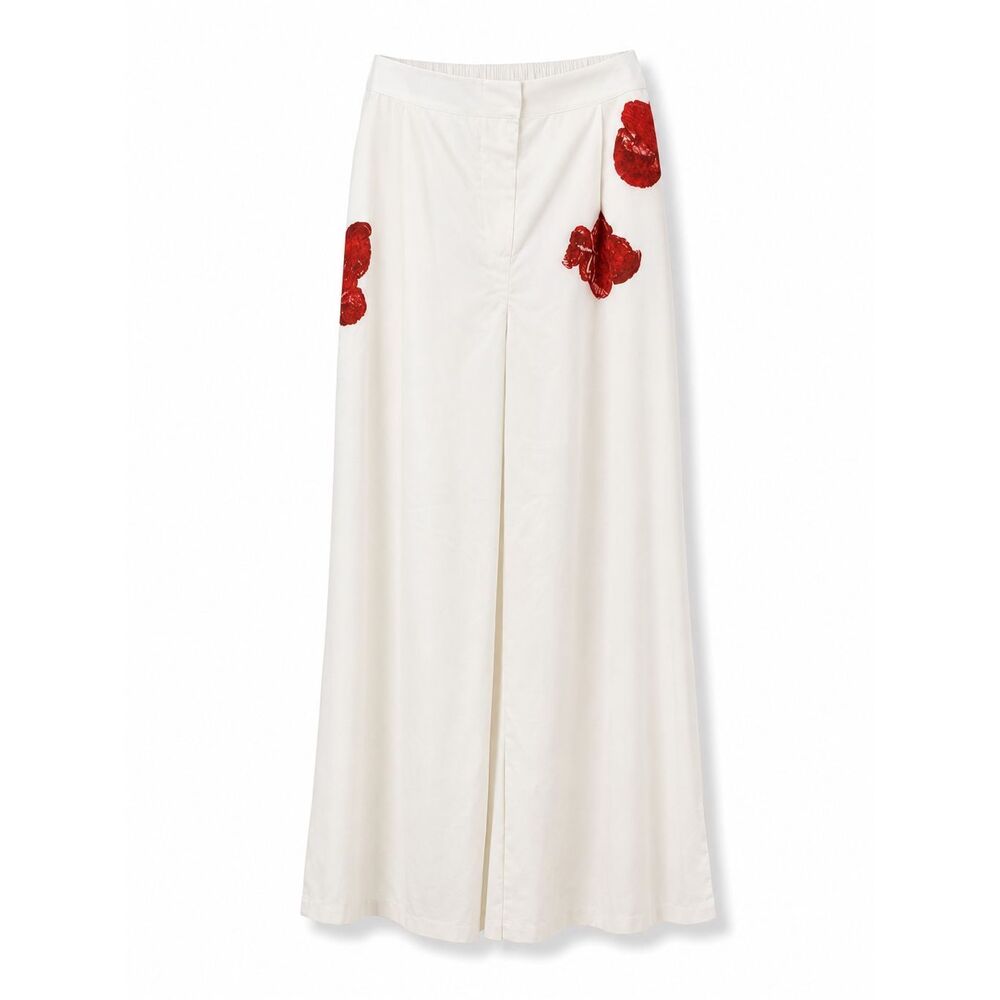 NWT STYLEWE White Red Floral Wide Leg Palazzo Pants XL Resort Vacation